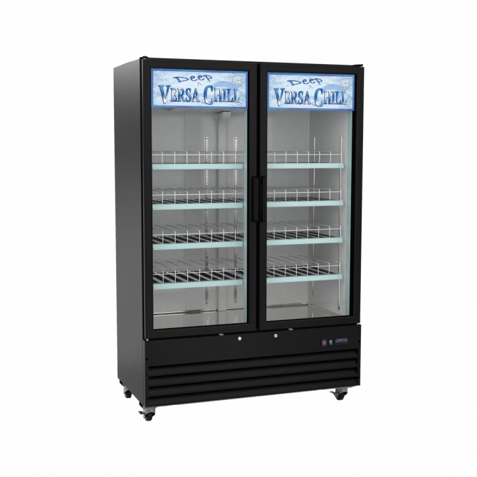 EFI C2Z-54GDVCX Black Exterior Hinged Glass 2 Doors Deep Chill Cooler 