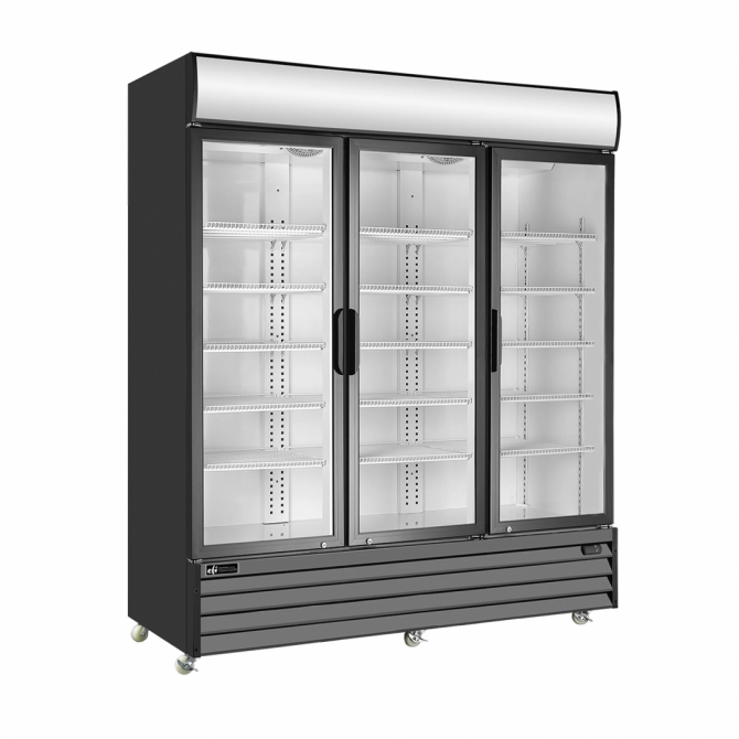 EFI C3-68GD Black Exterior Hinged Glass 3 Doors Cooler 