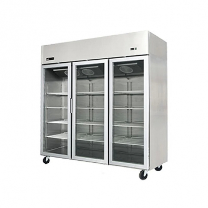 EFI C3-78GDSVC Stainless Steel Exterior Hinged Glass 3 Doors Cooler 
