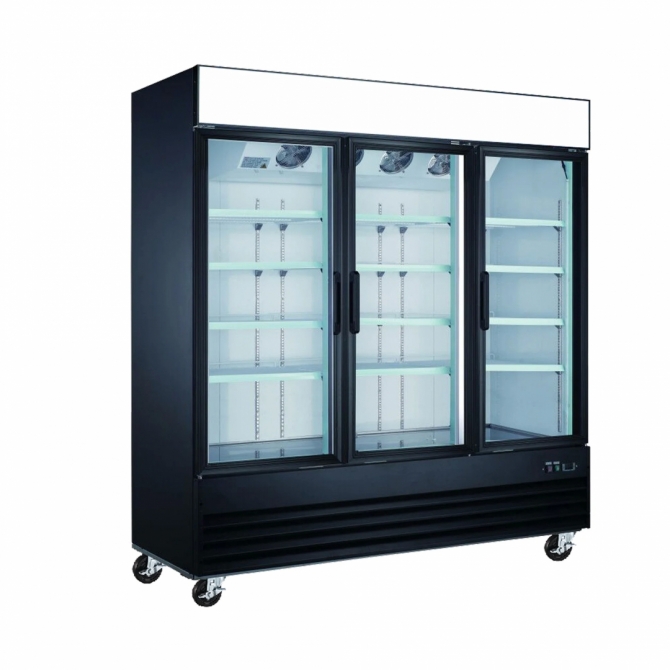 EFI C3-78GDVCX Black Exterior Hinged Glass 3 Doors Cooler 