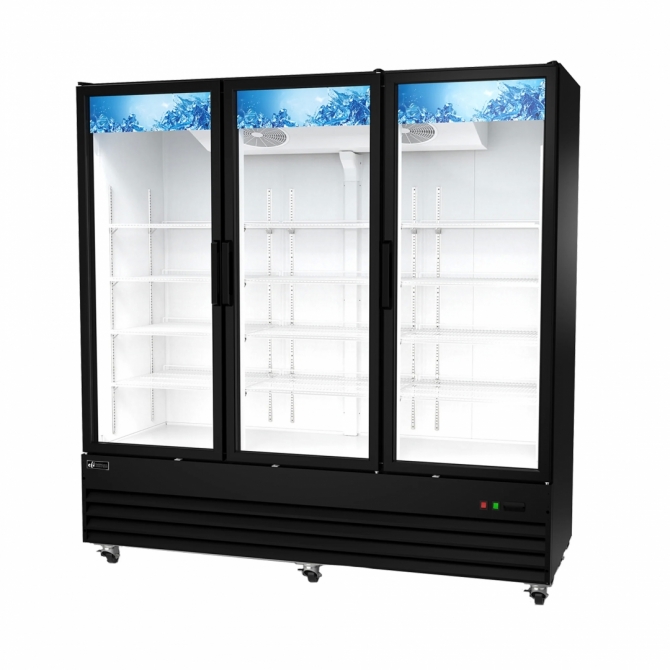 EFI C3-78GDX Black Exterior Hinged Glass 3 Doors Cooler 