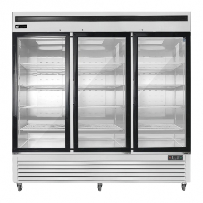 EFI C3-82GDSVC Stainless Steel Exterior Hinged Glass 3 Doors Cooler 
