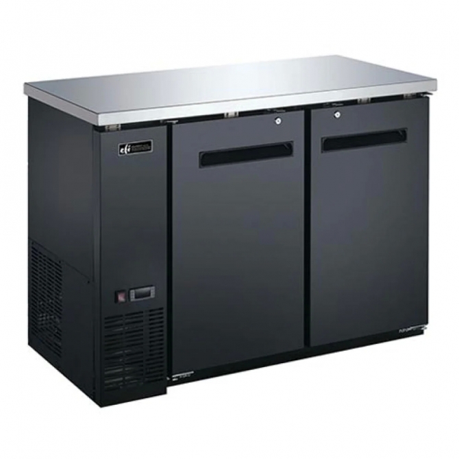 EFI CBBDR2-48CC Black Exterior Hinged Solid 2 Doors Back Bar Cooler