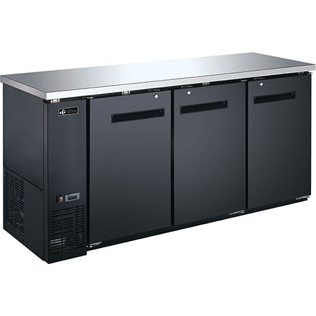 EFI CBBDR3-72CC Black Exterior Hinged Solid 3 Doors Back Bar Cooler
