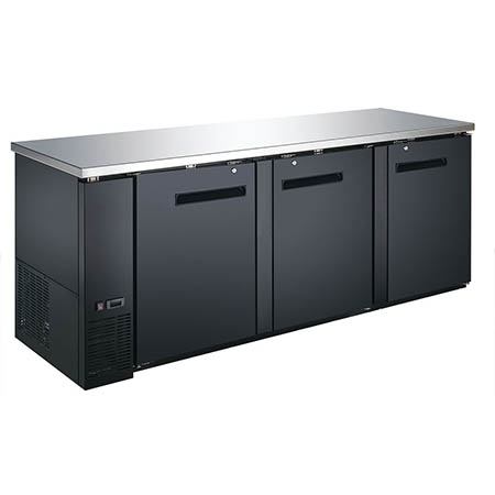 EFI CBBDR3-90CC Black Exterior Hinged Solid 3 Doors Back Bar Cooler