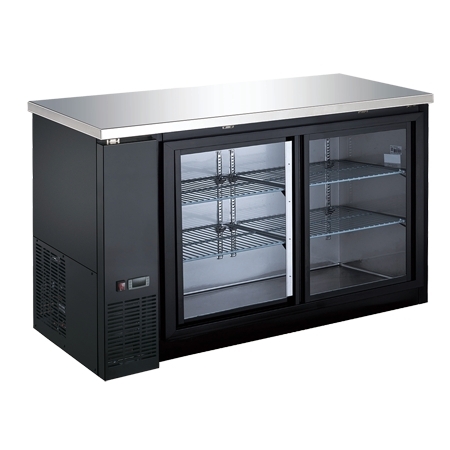 EFI CBBGDS2-60CC Black Exterior Sliding Glass 2 Doors Back Bar Cooler