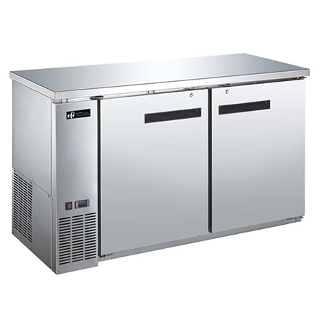 EFI CBBSDR2-60CC Stainless Steel Exterior Hinged Solid 2 Doors Back Bar Cooler