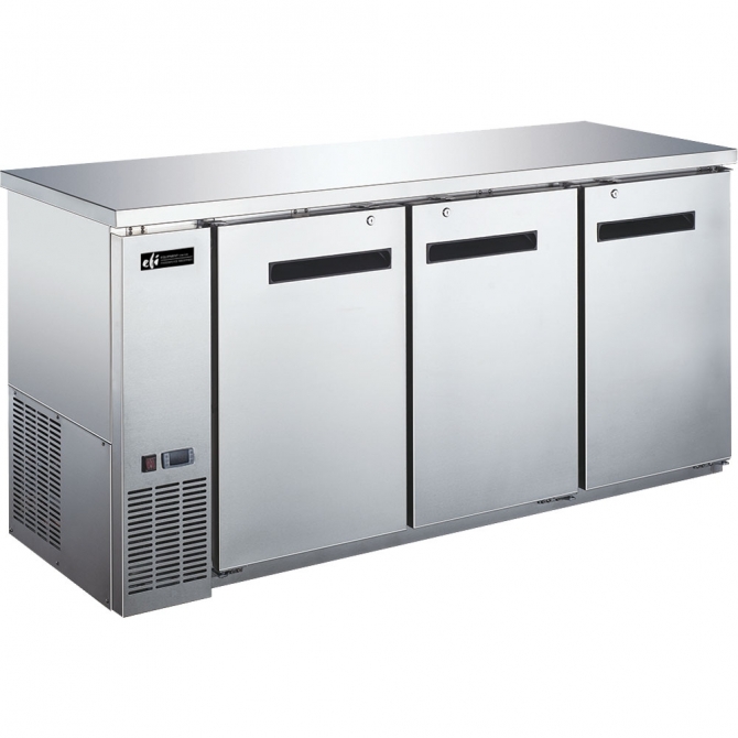 EFI CBBSDR3-72CC Stainless Steel Exterior Hinged Solid 3 Doors Back Bar Cooler
