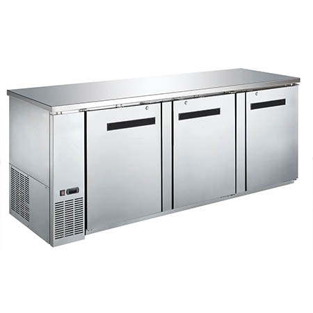 EFI CBBSDR3-90CC Stainless Steel Exterior Hinged Solid 3 Doors Back Bar Cooler