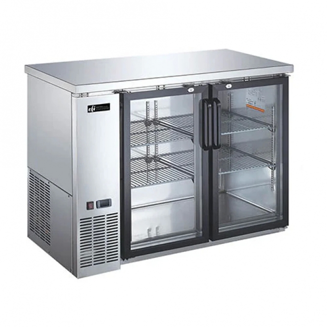 EFI CBBSGD2-48CC Stainless Steel Exterior Hinged Glass 2 Doors Back Bar Cooler