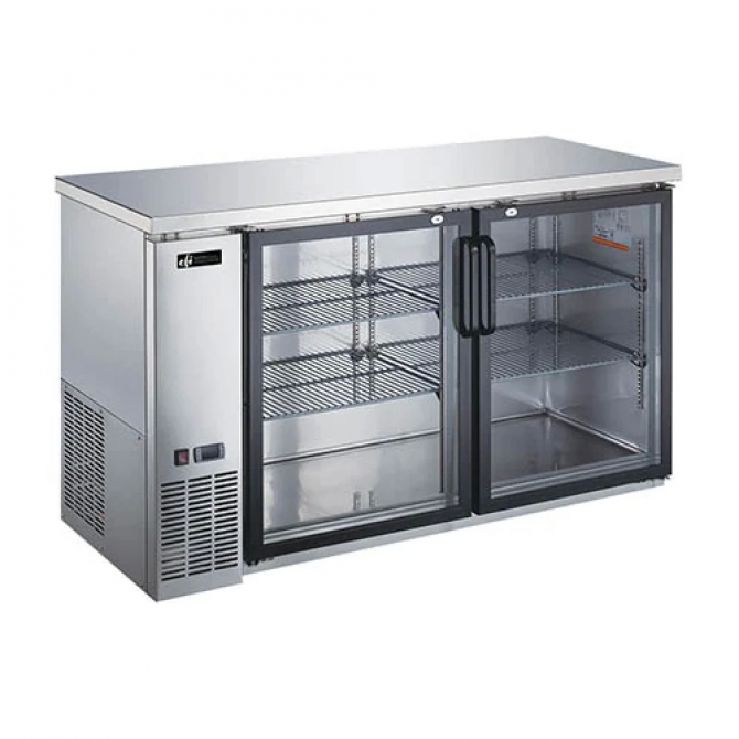 EFI CBBSGD2-60CC Stainless Steel Exterior Hinged Glass 2 Doors Back Bar Cooler