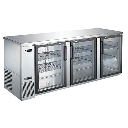 EFI CBBSGD3-90CC Stainless Steel Exterior Hinged Glass 3 Doors Back Bar Cooler
