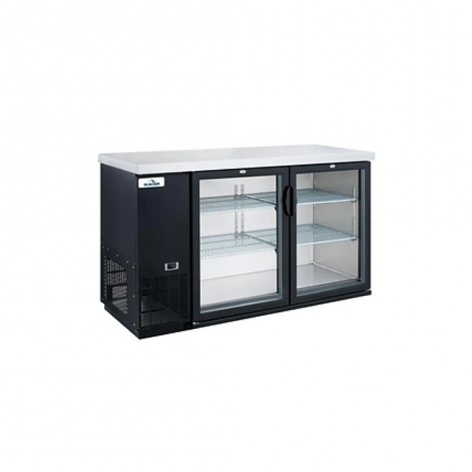 Glacier 61" Back Bar Cooler 2 hinged glass doors black exterior GBB-61G