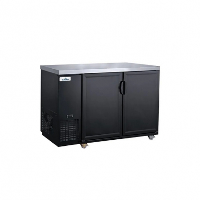 Glacier 61" Back Bar Cooler 2 hinged solid doors Black exterior GBB-61 