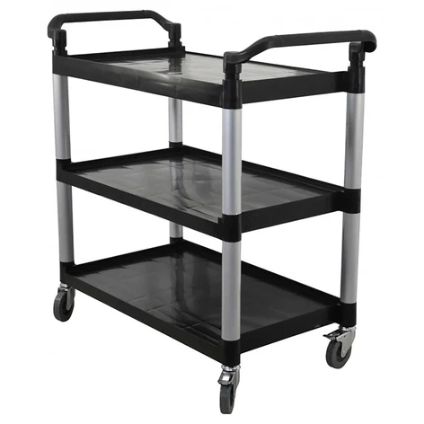 Omcan 43069 Black Plastic Bus Cart with 19.5" x 31" tray size 3 tiers