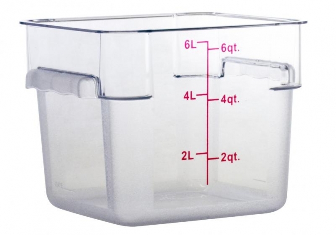 Omcan 80168 6 Qt Polycarbonate Clear Square Food Storage Container 