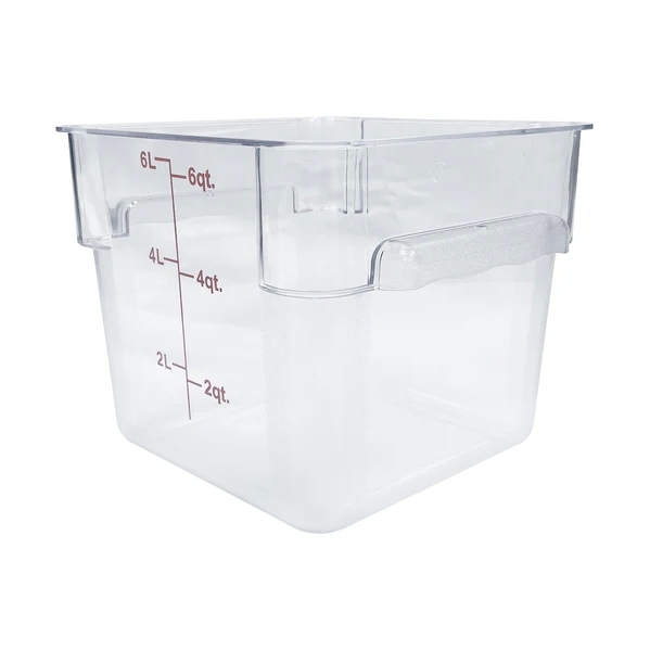 Omcan 80168 6 Qt Polycarbonate Clear Square Food Storage Container 