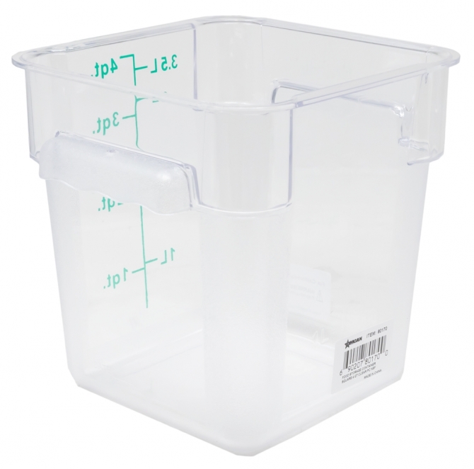 Omcan 80170 4 Qt Polycarbonate Clear Square Food Storage Container 