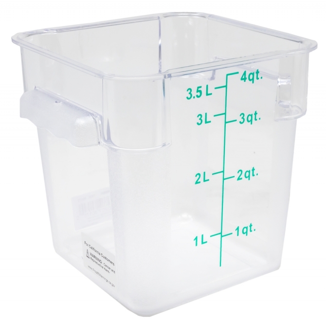 Omcan 80170 4 Qt Polycarbonate Clear Square Food Storage Container 