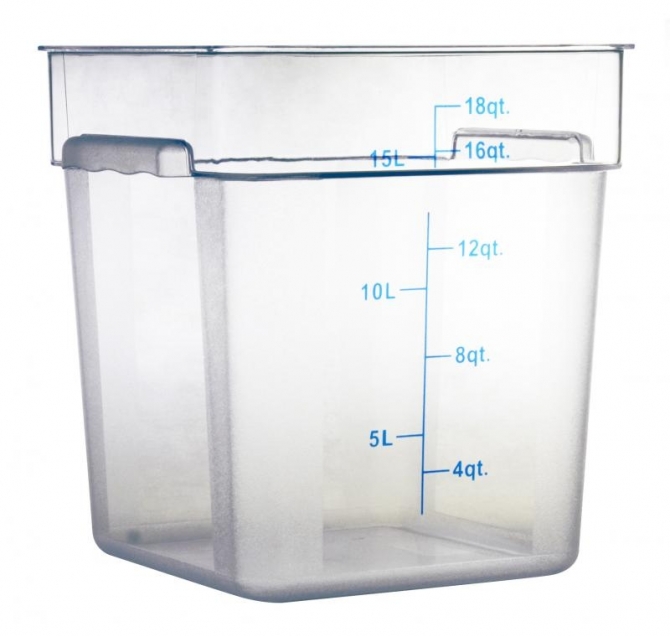 Omcan 80180 18 Qt Polycarbonate Clear Square Food Storage Container 