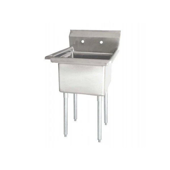 Omcan - 18" x 18" x 11" One Tub Sink 18-Gauge Stainless Steel with 1.8" Corner Drain Without Drainboard