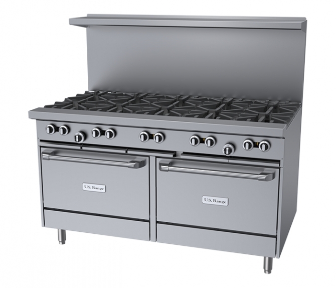 US Range U60-10RR U-Series 60" 10 Open Burner Range with 2 Standard Ovens