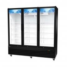 EFI C3-78GDX Black Exterior Hinged Glass 3 Doors Cooler 