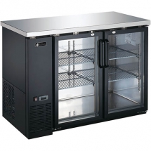 EFI CBBGD2-48CC Black Exterior Hinged Glass 2 Doors Back Bar Cooler
