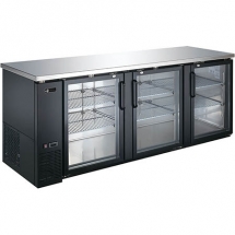 EFI CBBGD3-90CC Black Exterior Hinged Glass 3 Doors Back Bar Cooler