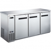 EFI CBBSDR3-72CC Stainless Steel Exterior Hinged Solid 3 Doors Back Bar Cooler
