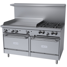 Garland G60-4G36RR G Series 60" Natural Gas 4 Burners Range With 36" Griddle and 2 Standard Ovens