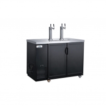 Glacier 61" Dual Tap Kegerator / Beer Tap cooler 2 hinged black solid doors Black Exterior GDD-61 