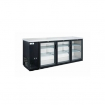 Glacier 73"  Back Bar Cooler 3 hinged Glass Doors Black Exterior GBB-73G
