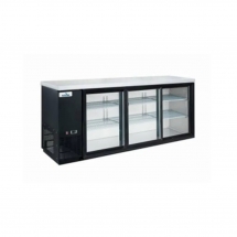 Glacier 73"  Back Bar Cooler 3 Sliding Glass Door Black exterior GBB-73GSD