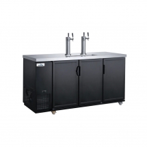 Glacier 73" Dual Tap Kegerator / Beer Tap Cooler 3 hinged black solid doors Black Exterior GDD-73