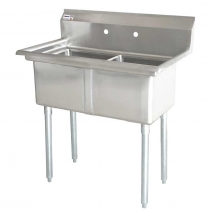 Omcan - 18" x 18" x 11" Two Tub Sink  18-gauge stainless steelwith 1.8" Corner Drain Without Drainboard