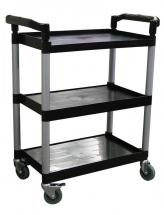Omcan 24183 Black Plastic Bussing Cart with 16" x 24.75" tray size 3 tiers