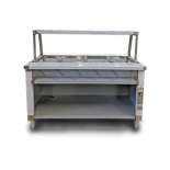 Custom 18054 stainless steel 4 wells steam table with sneeze guard with LED light 208/1/60 