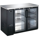 EFI CBBGD2-48CC Black Exterior Hinged Glass 2 Doors Back Bar Cooler