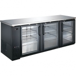 EFI CBBGD3-90CC Black Exterior Hinged Glass 3 Doors Back Bar Cooler