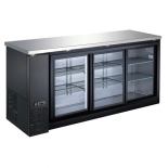 EFI CBBGDS3-72CC Black Exterior Sliding Glass 2 Doors Back Bar Cooler