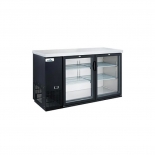 Glacier 61" Back Bar Cooler 2 hinged glass doors black exterior GBB-61G
