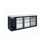 Glacier 73"  Back Bar Cooler 3 Sliding Glass Door Black exterior GBB-73GSD