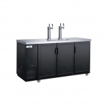 Glacier 73" Dual Tap Kegerator / Beer Tap Cooler 3 hinged black solid doors Black Exterior GDD-73