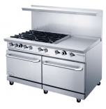 Inferno - 60" (6) Open Burner, 24" Manual Griddle Restaurant Range with 2 ovens IR60-6B-24G 