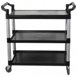 Omcan 43069 Black Plastic Bus Cart with 19.5" x 31" tray size 3 tiers