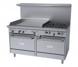 US Range U60-4G36RR U-Series 60" 4 Open Burner Range with 36" Manual Griddle with 2 Standard Ovens