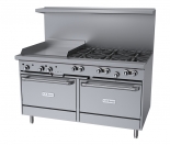 US Range U60-6G24RR U-Series 60" 6 Open Burner Range with 24" Manual Griddle with 2 Standard Ovens