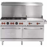 Vulcan SX60-6B24G Natural Gas 60" Stove Top 6 Burners Range Right side 24" manual Griddle with 2 Ovens