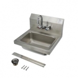 Wall Mount Type 304 Series Stainless Steel Hand Sink 4" OC Mounting Holes bowl 14" x 10" x 5" Deep Less Side Splash